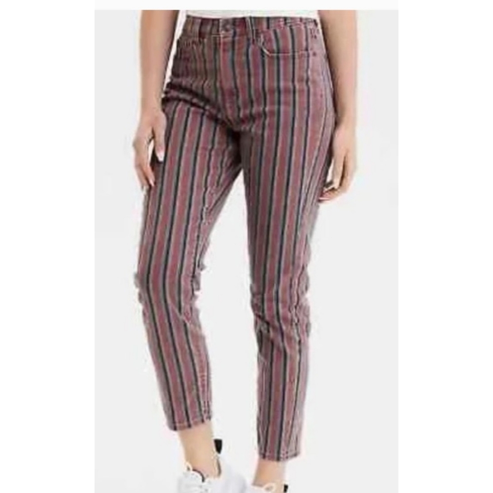 American Eagle Striped Ankle Mom Jeans